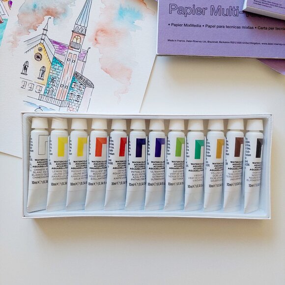 Reeves Watercolour Paint Set - 12 Tubes (10ml Each) - Picture 2 of 5